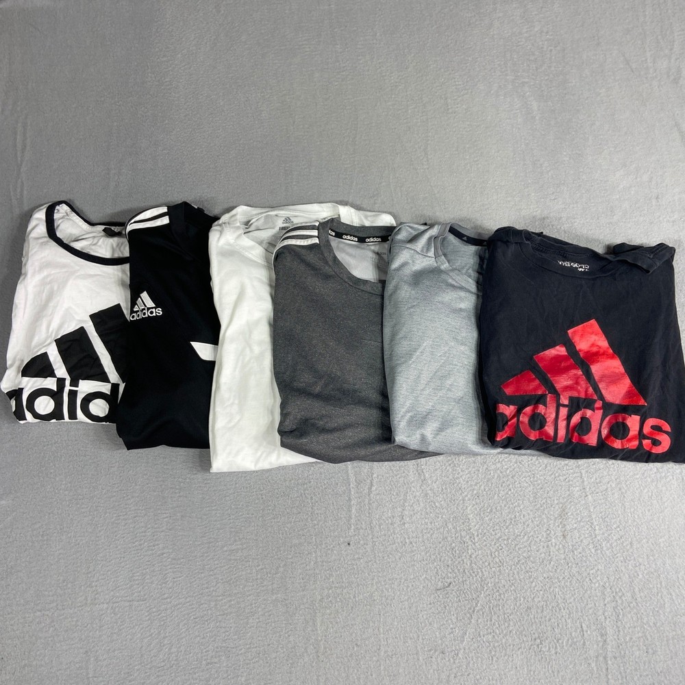 Adidas Mens L Lot of 6 Graphic T-Shirts Tank Top Black White Grey Red Active