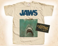 Jaws V2 Vintage T Shirt for Men Woman Unisex Digital Print NATURAL color S-5XL
