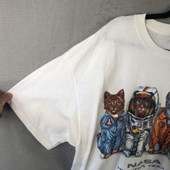 NASA Cats Shirt Mens 2XL White Delta Houston Texas Space Astronaut Graphic Tee