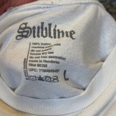 Sublime Graphic T-Shirt Mens Large White Cotton Sun Logo Band Tee 90s Aesthetic