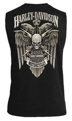Harley-Davidson Men’s Lightning Crest Sleeveless Cotton Muscle Shirt, Black