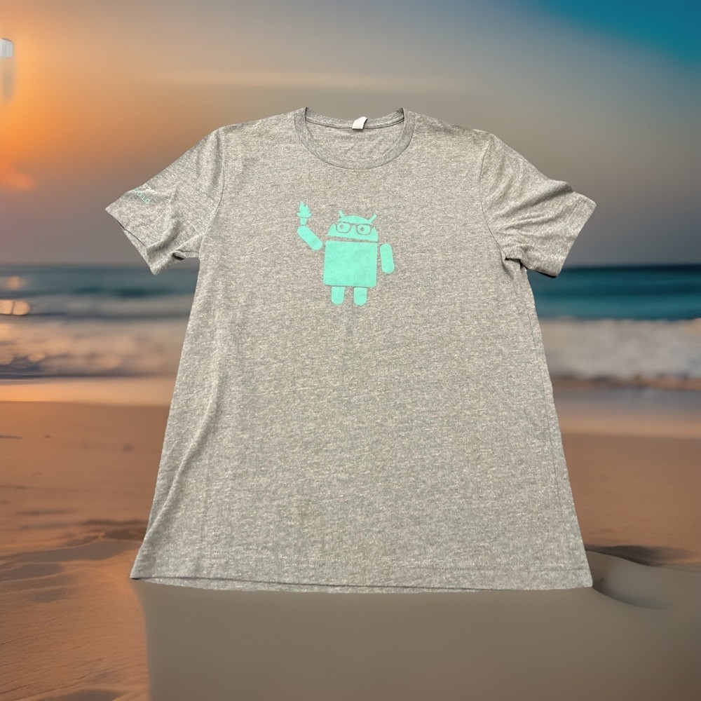 New GOOGLE Android Guy w Torch Shirt Adult Medium DroidConNYC 2017 Alphabet