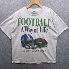Vintage 90s Football A Way Of Life Retro Sports Graphic T-Shirt Grey L