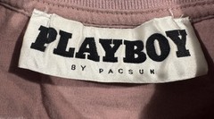 Playboy PacSun T-Shirt Mens Small Pink Cotton Embroidered Bunny Logo Pocket Tee