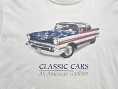 White Delta Pro Weight T-shirt Short Medium Classic Cars Vintage Made In USA