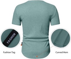 Men’s Muscle Slim Henley Shirts Crewneck T-Shirt Gym Workout Athletic Shirt Tees