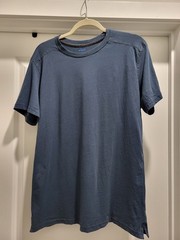 Kuhl T-Shirt Mens Large Blue Wildfibre Organic Cotton Logo Short Sleeve Crewneck