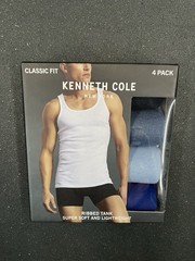 Kenneth Cole New York Athletic Fit Tank Tops Multi Color Soft 4 PK MED BLUES NEW