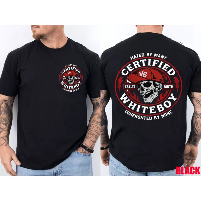 CERTIFIED WHITEBOY Street Skull 2 Sided T-Shirt Menswear Streetwear