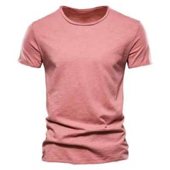100% Cotton Round Neck Design Slim Fit Soild Color Short Sleeve T Shirt for Men