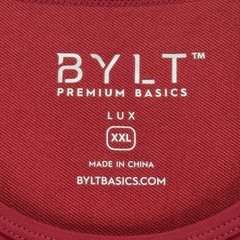 Bylt Mens Drop Cut Lux Tee Shirt 2XL Red Curved Hem Premium Basics Casual
