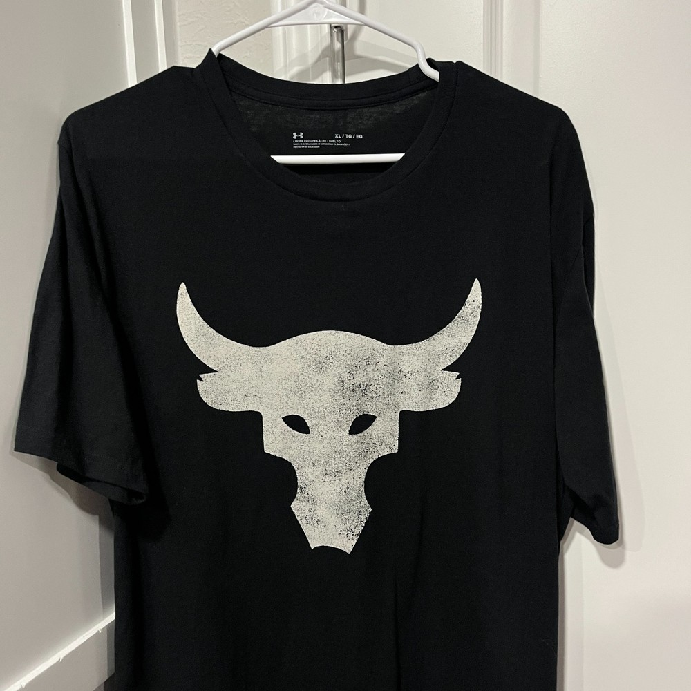 Under Armour Project Rock Shirt Mens XL Brahma Bull Graphic Tee 1326848 Cotton