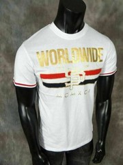 Mens Southpole T-Shirt Worldwide Raised Gold Foil Prints Black Red or White