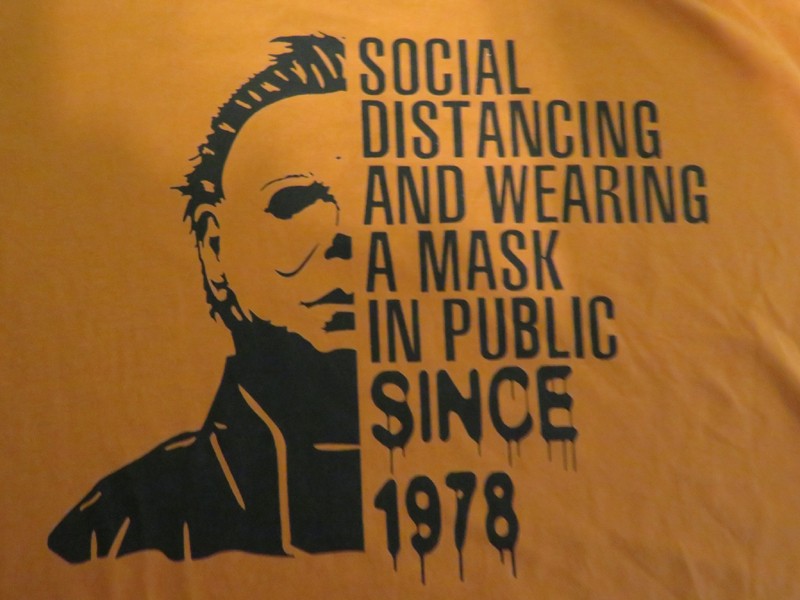 Funny Halloween Michael Myers Social Distancing & Wearing a Mask 3XL Orange