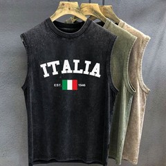 Mens Muscle Shirt Vintage Tank Top Sleeveless T-Shirt Brazil Italy Arizona