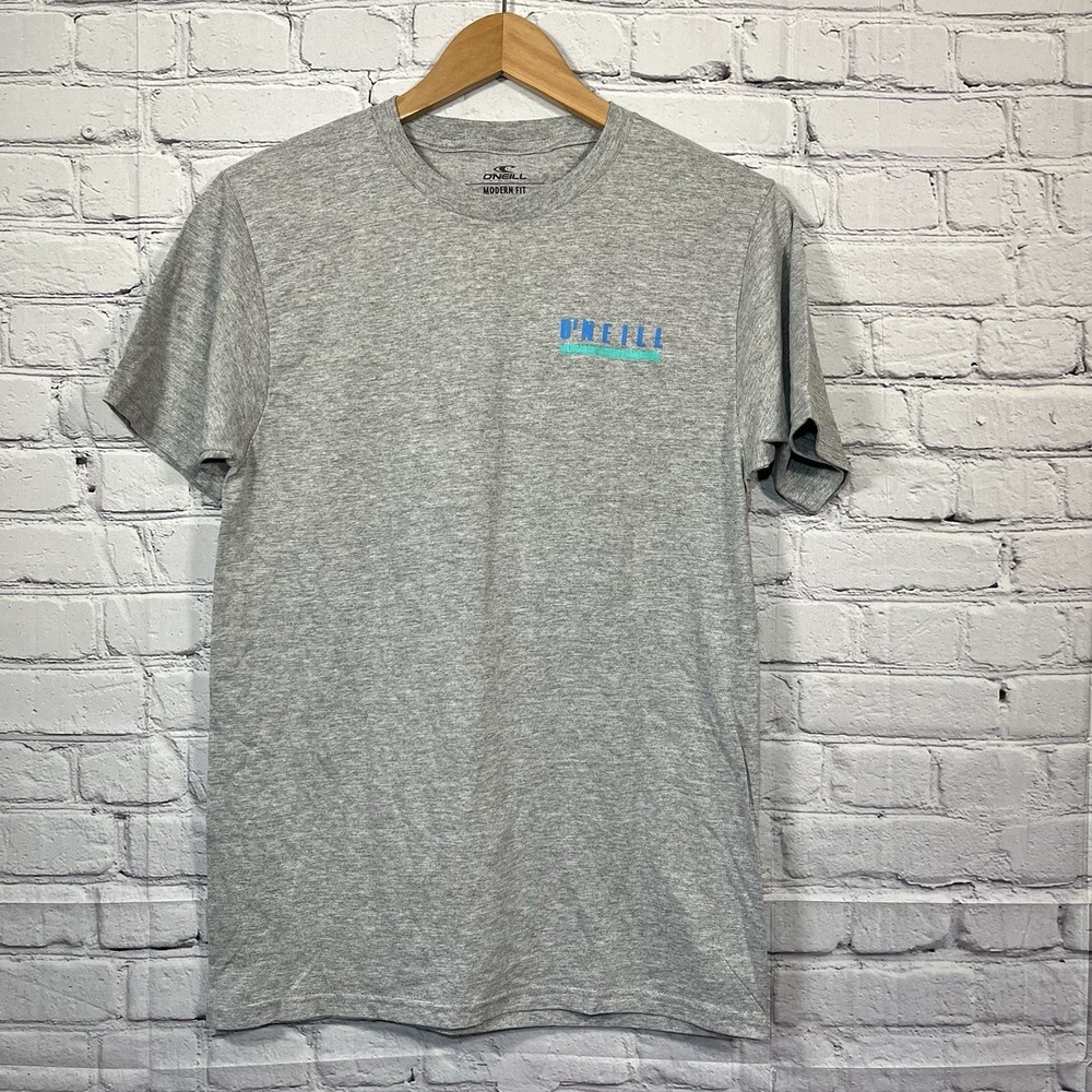 O’Neill Modern Fit T-Shirt Mens Small Gray Front/Back Graphic Logo Surf Beach