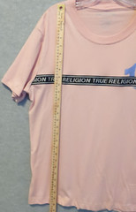 True Religion Foil Taping Men’s TEE Dull Pink Size Large Metallic Logo Stretch