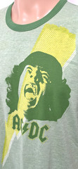 AC/DC Angus Young Graphic Print Crew Neck T Shirt Green Mens X-Large