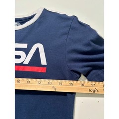 NASA T-Shirt Mens XS Blue Ringer Tee Spacecore Worm Logo Geek Chic Sci-Fi Retro