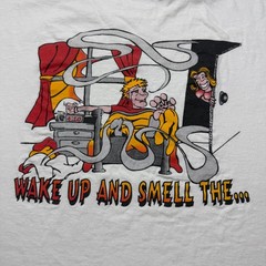 Vintage 90s Pi Kappa Alpha Epsilon Wake Up And Smell The Graphic T-Shirt Medium