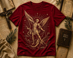 Saint Michael Victory Angel Tee – Faith Warrior Graphic Shirt