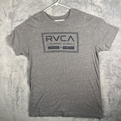 RVCA Men’s Gray Graphic Logo Crew Neck Short Sleeve T-Shirt Size XL Art VA