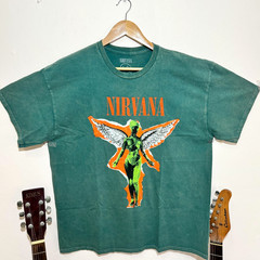 Nirvana In Utero T-Shirt Mens XL Faded Green Grunge Kurt Cobain Band Tee 2021