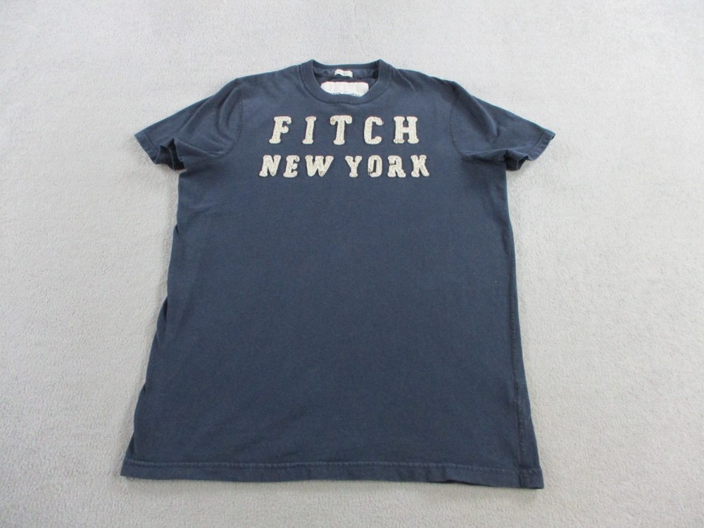 Abercrombie Fitch Shirt Mens Large Blue Spellout Logo SLIM Tee Muscle Fit Y2K