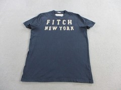 Abercrombie Fitch Shirt Mens Large Blue Spellout Logo SLIM Tee Muscle Fit Y2K