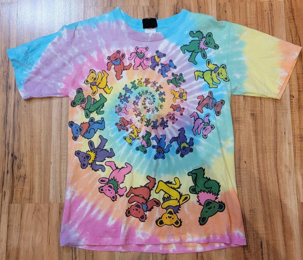 LIQUID BLUE GRATEFUL DEAD SPIRAL BEARS TIE DYE S Small TSHIRT T-shirt 1995 VTG