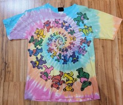 LIQUID BLUE GRATEFUL DEAD SPIRAL BEARS TIE DYE S Small TSHIRT T-shirt 1995 VTG