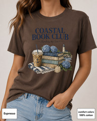 Coastal Book Club Shirt, Comfort Colors Beach Reading Tee, Book Lover Gift