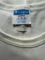 Champion Mens T-Shirt Large White Big Patch Logo Embroidery Sports Retro