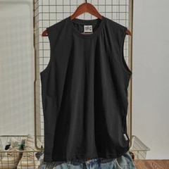 Summer New American Retro Sleeveless O-neck Soild Color T-shirt Men’s Fashion 10