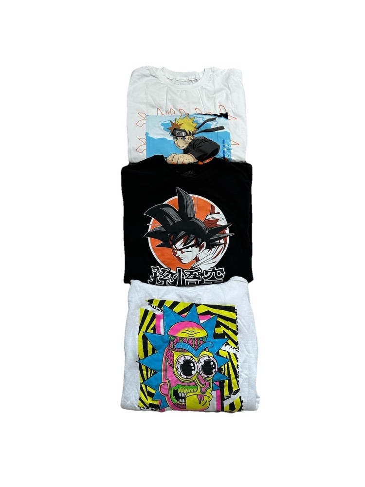 Mixed Lot Of 3 Cartoon/Anime Graphic Shirts – Size Large & XL