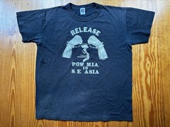 Vintage RELEASE POW-MIA in S.E. ASIA T-Shirt VIETNAM, CAMBODIA, LAOS, CHINA, BLK