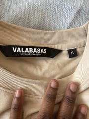 Valabasas Men’s Beige Graphic Print Logo Crew Neck Short Sleeve T-Shirt Size S