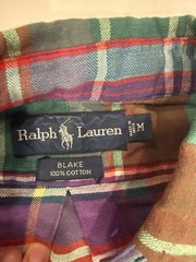 VTG medium Ralph Lauren Blake 100% Cotton Button Up Shirt Multicolor Classic Fit