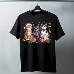 Meowy Christmas Shirt, Cat Christmas tshirt, Cat Lover Xmas T-Shirt