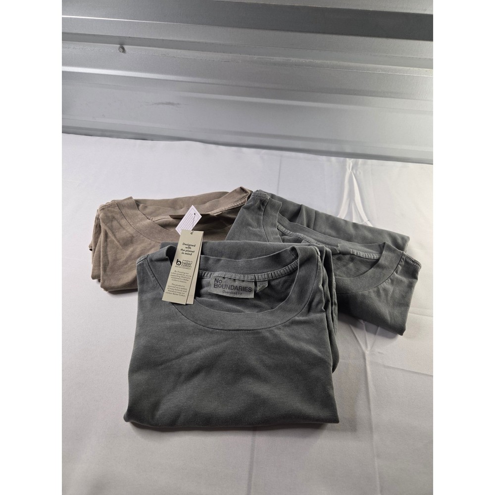 No Boundaries Mens 3XL Oversized Sleeveless Muscle Tee Bundle 3 Pack Tan Gray