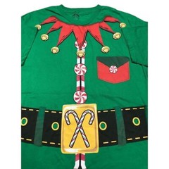 Holiday time Green Elf unisex T shirt Size Large Christmas Recycled Short Sleeve