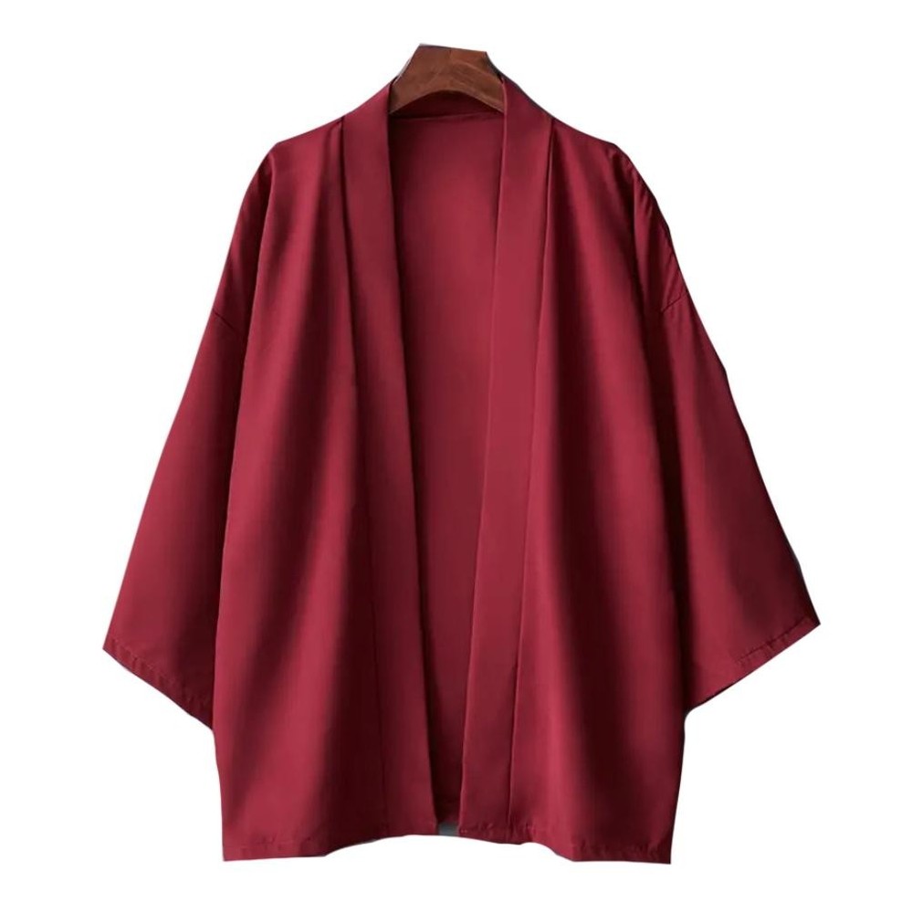 Men’s Lightweight Kimono Shirt Seven Sleeve Open Front Cardigan Japanese