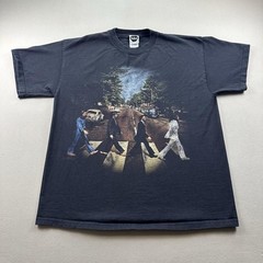 Vintage The Beatles Abbey Road T-Shirt Mens Medium Black Rock Band Apple 2008