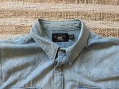 Double RL RRL Polo Ralph Lauren Western Chambray Snap Shirt Large