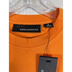 NWT Greg Norman Mens Orange Short Sleeve Shark Logo Crew Neck T-Shirt Summer -M-