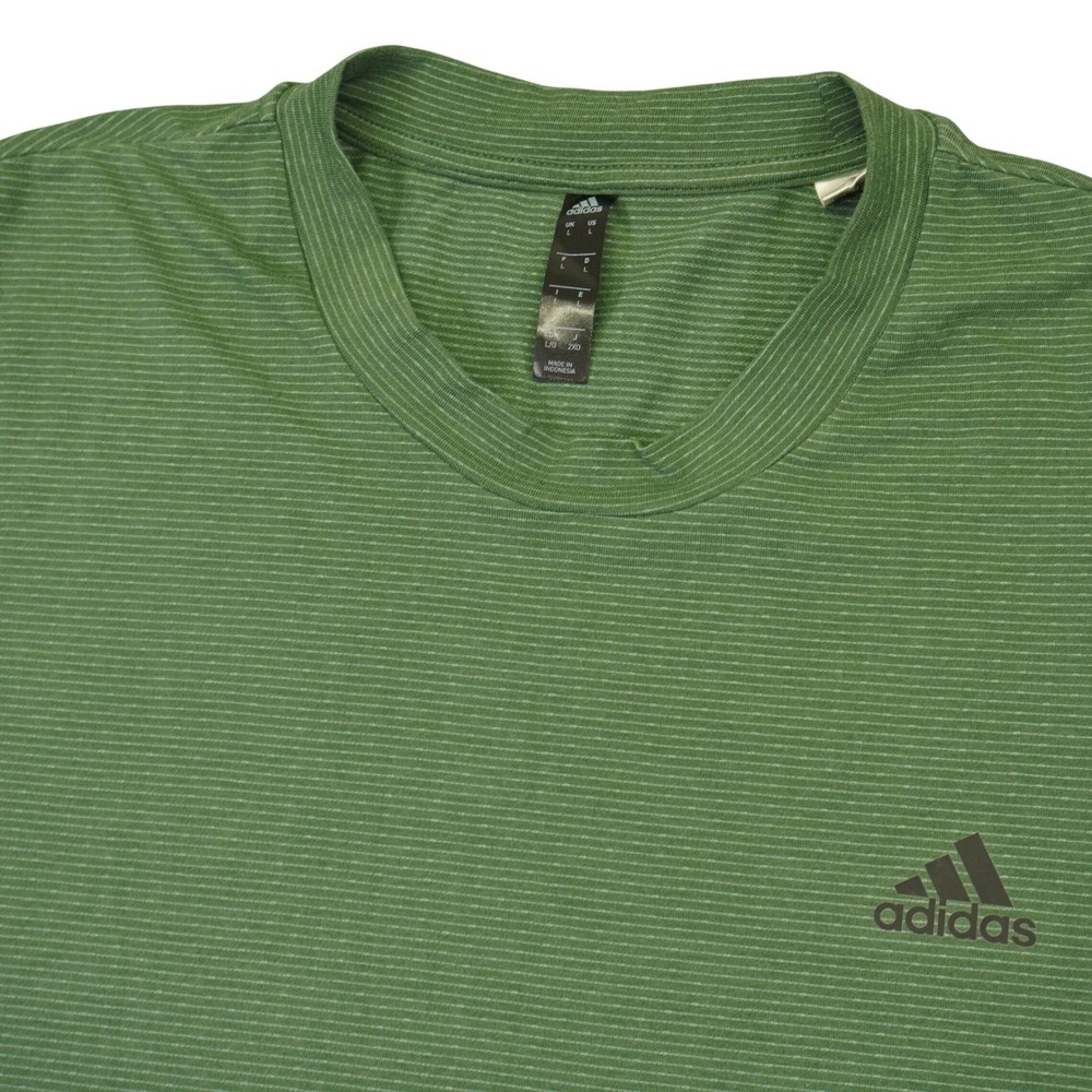 Adidas Axis Tee 2.0 T-Shirt Mens L Green Micro Stripe Gym Training Performance
