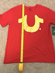 True Religion World Tour Red & Gold Horseshoe T Shirt Mens Large NWT