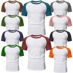 Mens Short Sleeve T Shirt Raglan FOLT Contrast Baseball 100% Cotton New Tee Tops