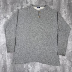 Vintage Duofold Two Layer Henley Shirt Mens Large Gray Wool Base Thermal 70s 80s