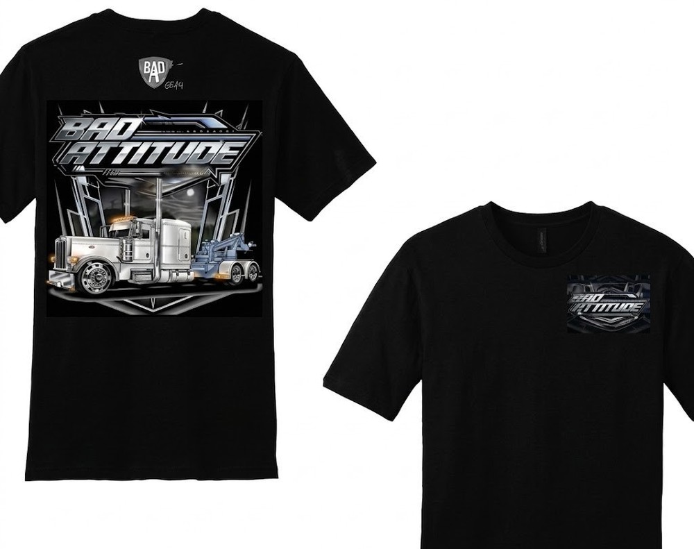 Bad Attitude Peterbilt 389 Tow Truck Shirt Custom Wrecker Diesel Trucker Tee